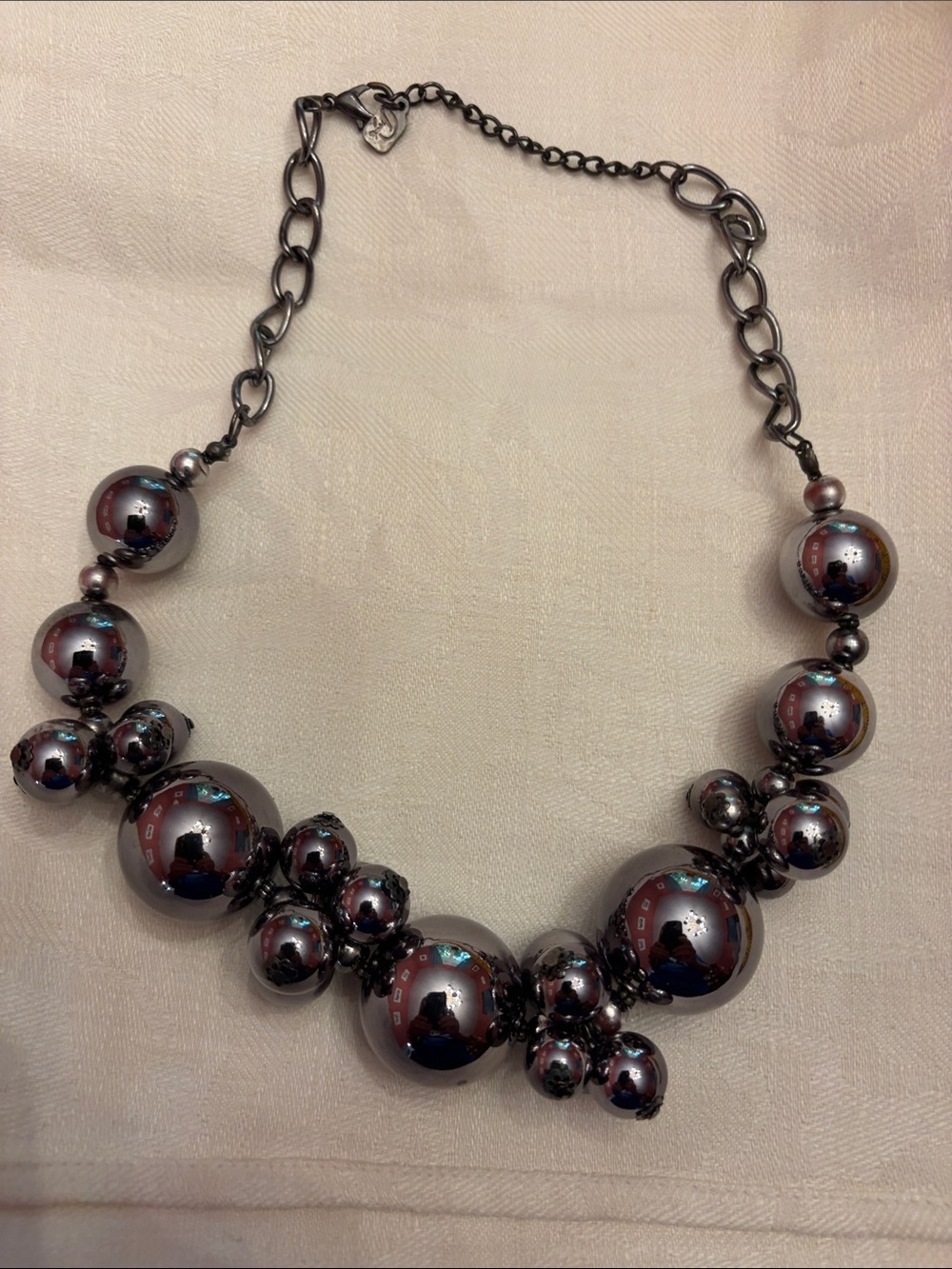 Gunmetal like Bubble Bead Statement Necklace - Women Jewelry